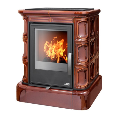 Kachlová kamna ABX Marina s výměníkem, kachlový sokl hnědá 